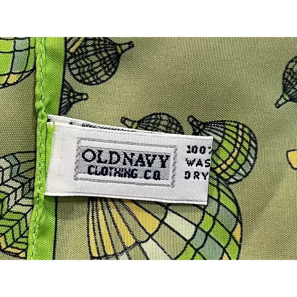 Vintage Old Navy Green Square Scarf, Hot Air Balloon Print, Italy, 17.5